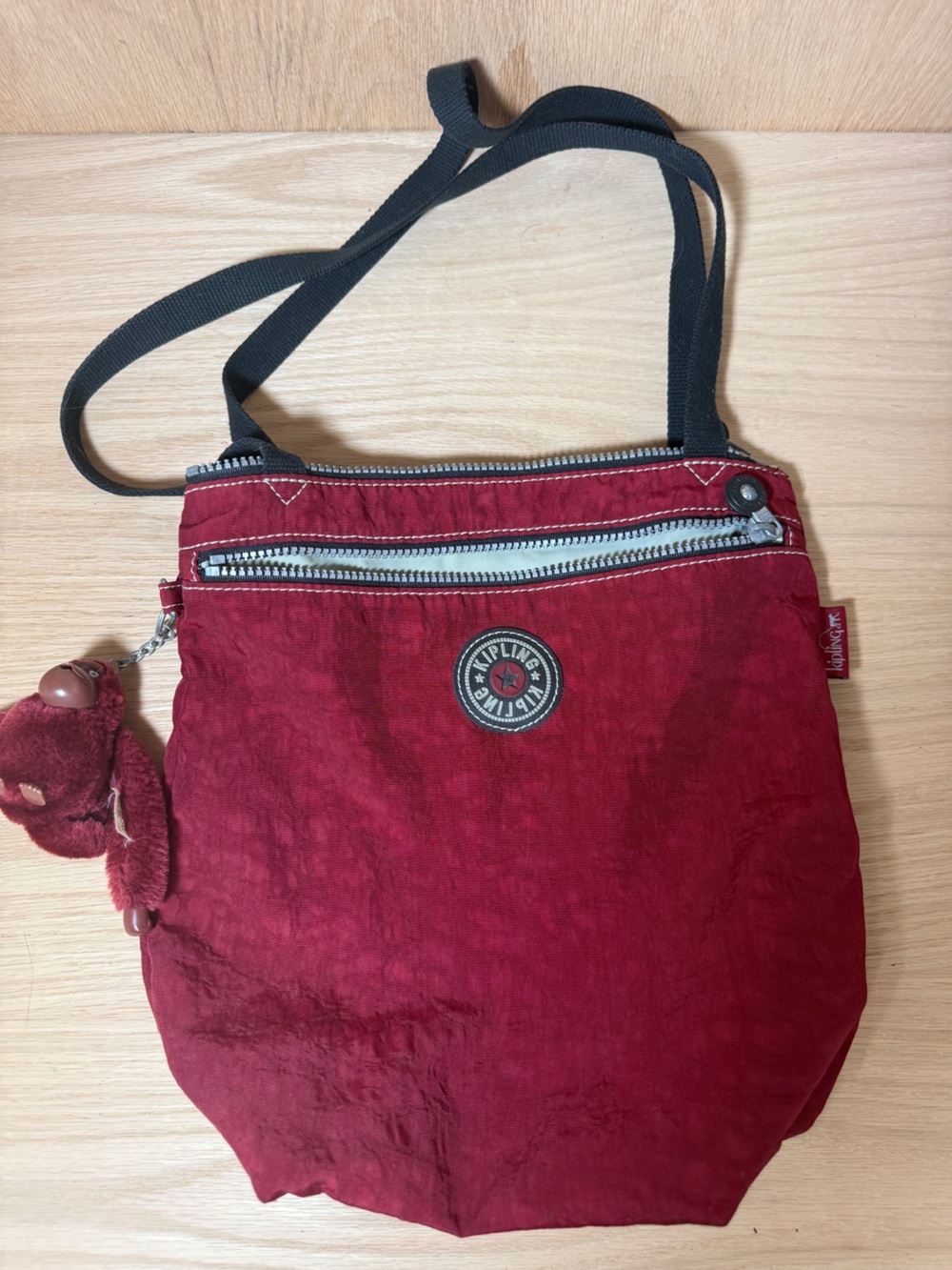 Kipling Private Transport Double Strap Hobo Bag maroon